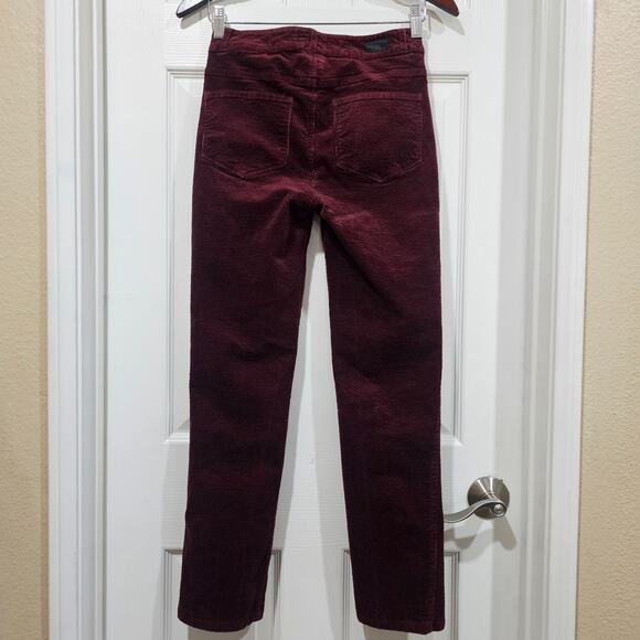 Paige Hoxton Slim Burgundy Corduroy Mid Rise Pants Size 26 - Picture 3 of 9